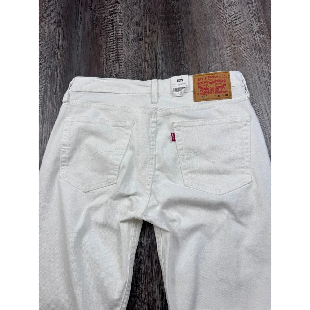 Levis 514 Straight Jeans Mens 31x32 White Performance Stretch Denim 005141416